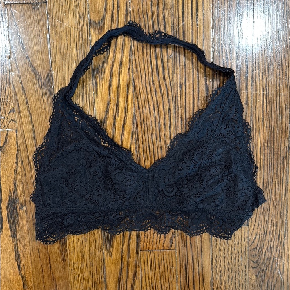 Aerie Black Lace Halter Bralette
